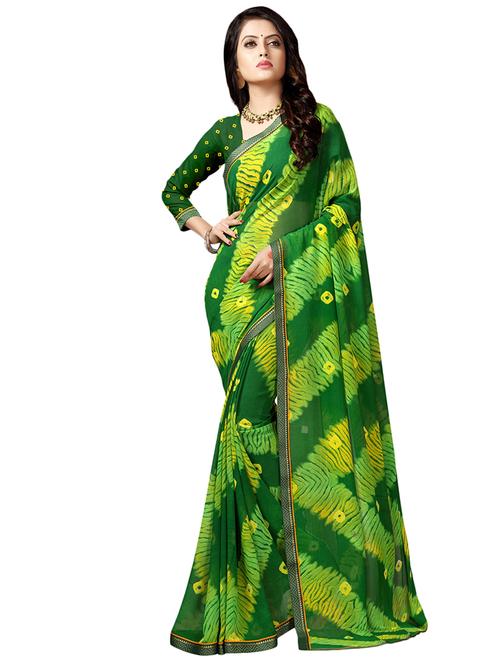 tie & dye printed saree with blouse - 16734936 - Very Small Image - 1