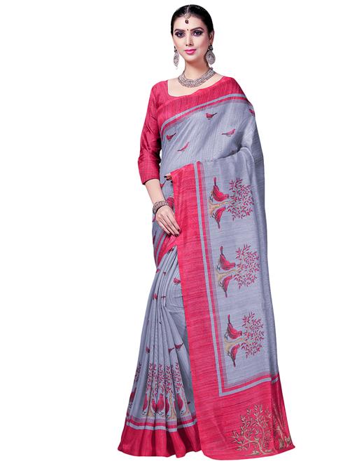 conversational printed saree with blouse - 16734939 - Very Small Image - 1