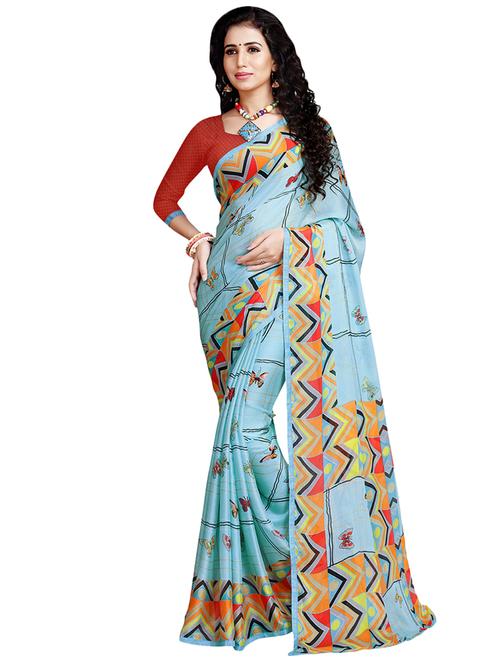 conversational printed saree with blouse - 16734949 - Very Small Image - 1