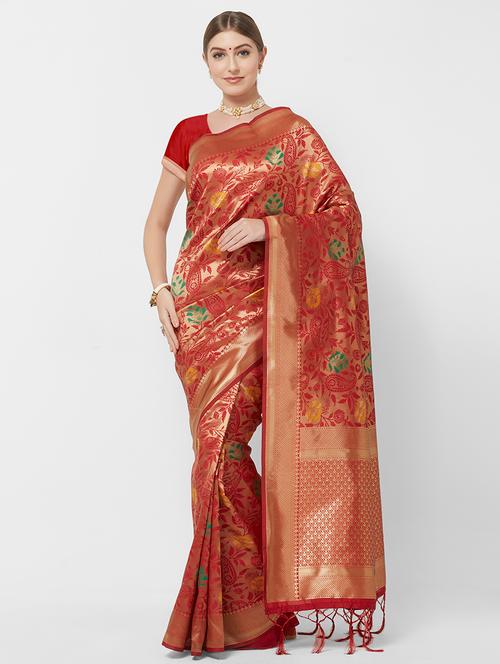 paisley woven saree with blouse - 16735009 - Very Small Image - 1