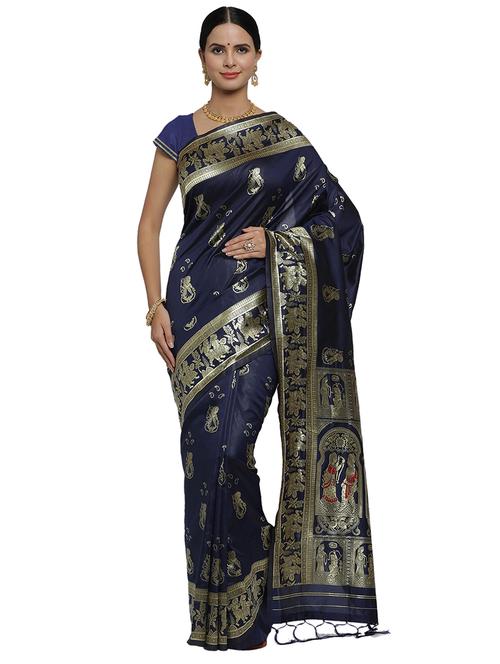 conversational woven saree with blouse - 16735014 - Very Small Image - 1
