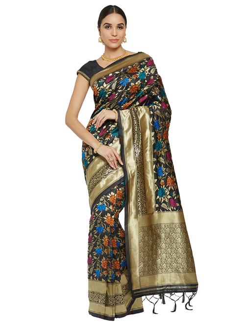 floral woven saree with blouse - 16735018 - Very Small Image - 1
