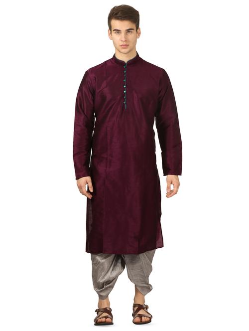 purple solid dhoti kurta set - 16735429 - Very Small Image - 1