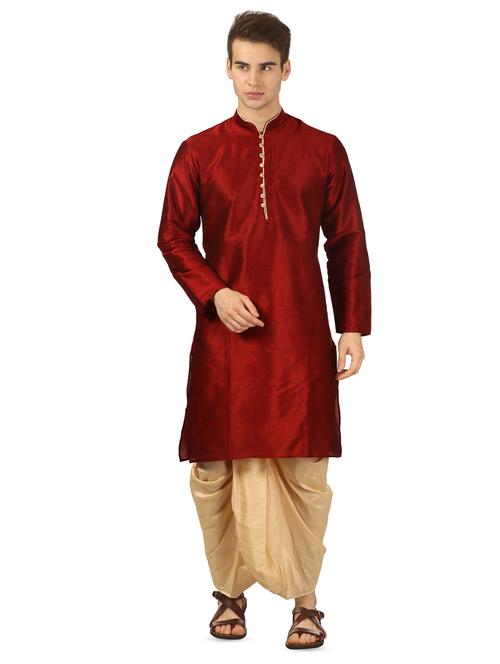 red solid dhoti kurta set - 16735436 - Very Small Image - 1