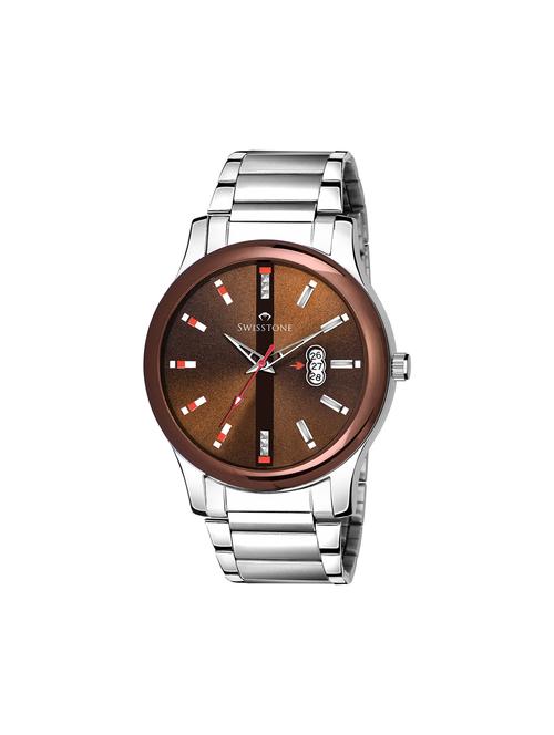 swisstone sw475-brw-ch metal chain analog wrist watch for men - 16736195 - Very Small Image - 1