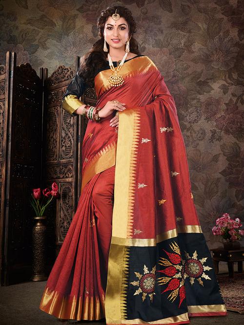 embroidered woven saree with blouse - 16736342 - Very Small Image - 1