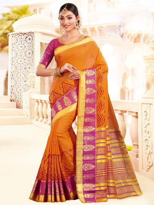 solid bordered saree - 16736344 - Very Small Image - 1