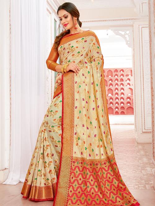 jacquard woven saree with blouse - 16736349 - Very Small Image - 1