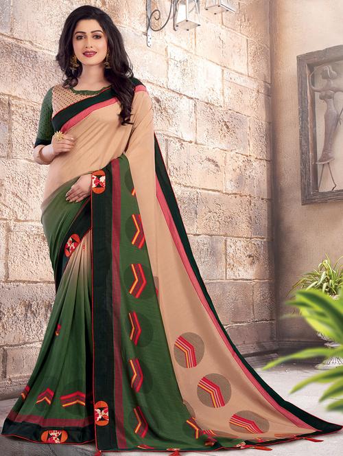 ombre printed woven saree with blouse - 16736621 - Very Small Image - 1