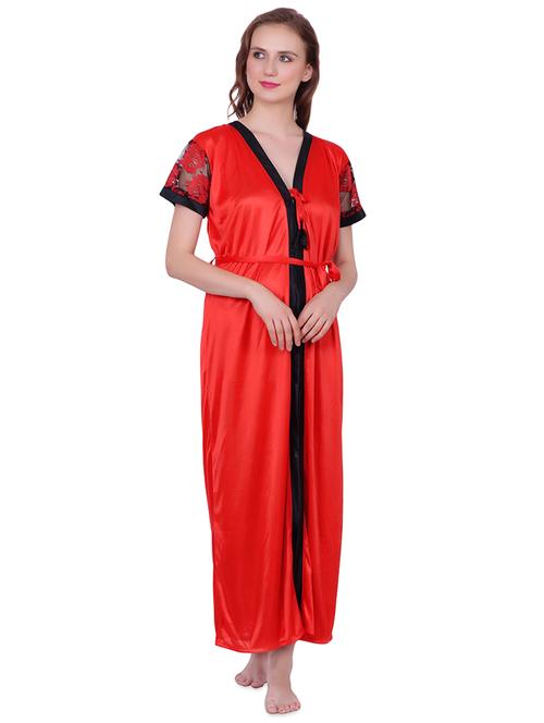 laced babydoll with robe set - 16736935 - Very Small Image - 1