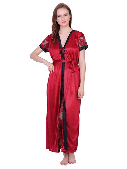 laced babydoll with robe set - 16736936 - Very Small Image - 1