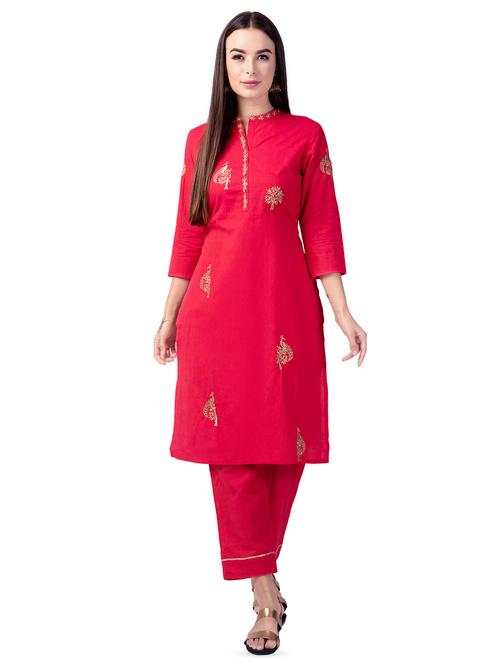 embroidered kurta palazzo set - 16737010 - Very Small Image - 1