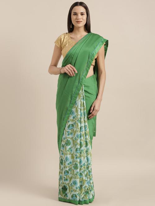 floral half and half saree with blouse - 16737263 - Very Small Image - 1