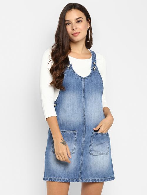 pocket detail denim pinafore dress - 16737285 - Very Small Image - 1