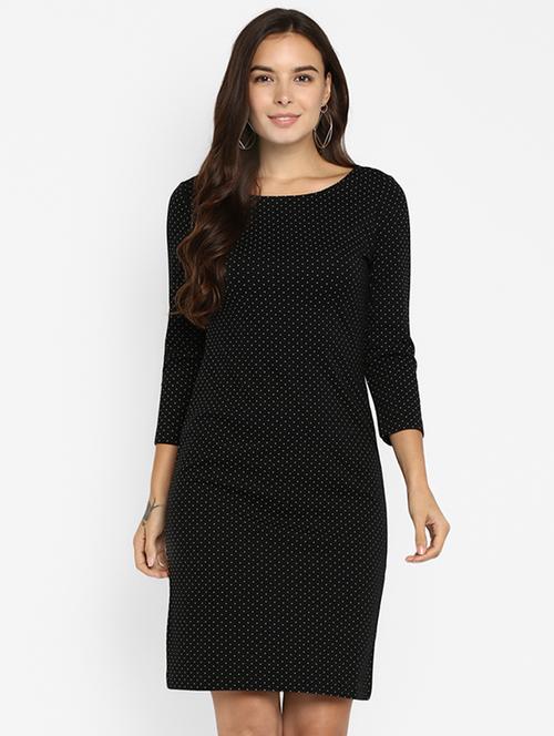 cutout back pin dots sheath dress - 16737287 - Very Small Image - 1