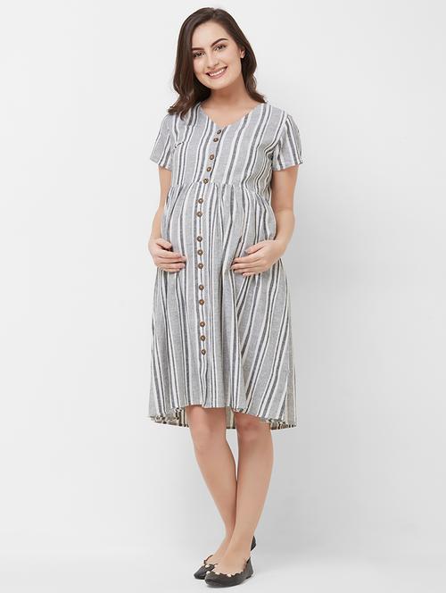v-neck button up maternity wear dress - 16737353 - Very Small Image - 1