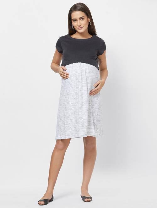 round neck color block maternity wear dress - 16737355 - Very Small Image - 1