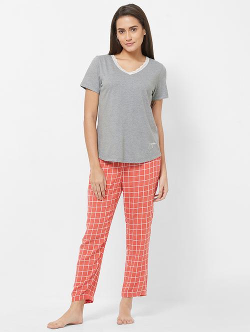 lace detail top with pajama set - 16737358 - Very Small Image - 1