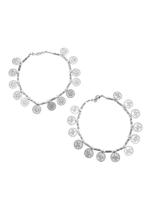 silver metal anklets and payal - 16737564 - Very Small Image - 1