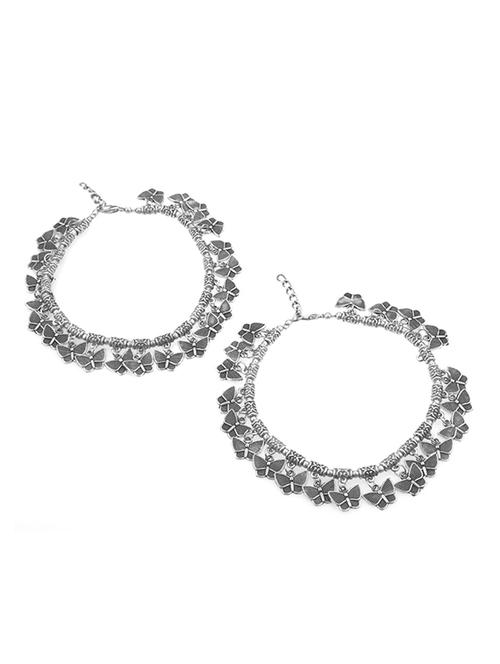silver metal anklet and payal - 16737575 - Very Small Image - 1