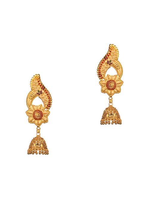 gold metal jhumka earring - 16738030 - Very Small Image - 1