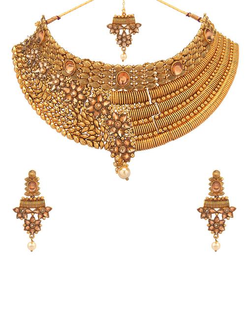 gold metal necklaces and earring - 16738043 - Very Small Image - 1