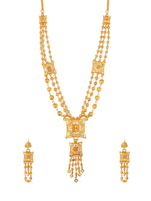 gold metal necklaces and earring - 16738046 - Very Small Image - 1