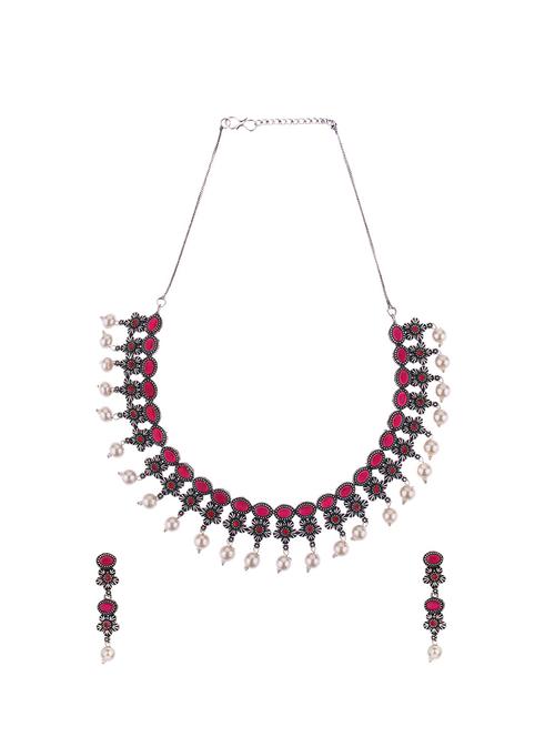 pink metal necklaces and earring - 16738064 - Very Small Image - 1
