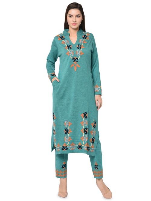 embroidered wool kurta pant set - 16738277 - Very Small Image - 1