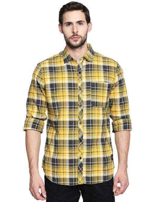 yellow checkered casual shirt - 16738374 - Very Small Image - 1