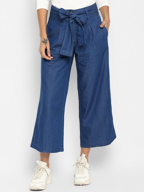 tie knot wide leg denim pants - 16738403 - Very Small Image - 1