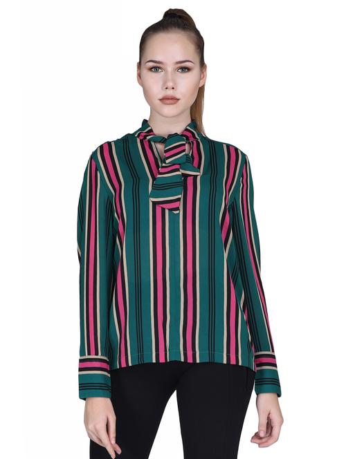 tie up neck striped top - 16738456 - Very Small Image - 1