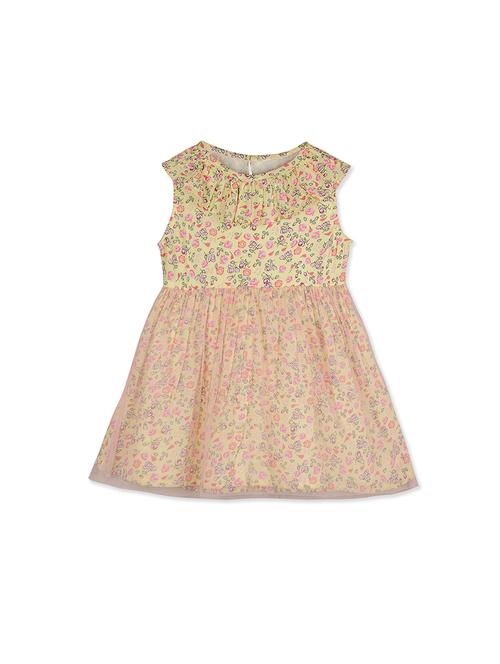 yellow cotton floral frock - 16738502 - Very Small Image - 1