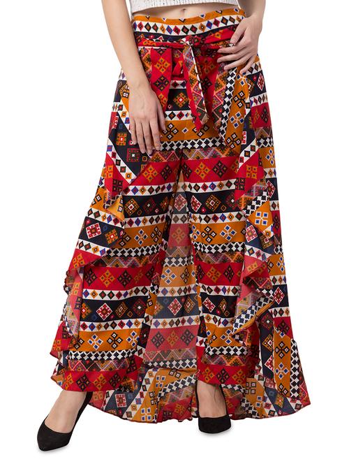 tie front ruffle detail palazzo - 16738703 - Very Small Image - 1