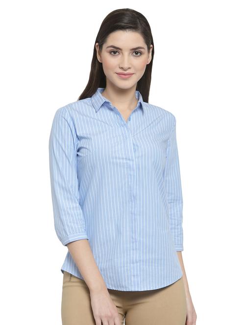 curved hem striped shirt - 16739113 - Very Small Image - 1