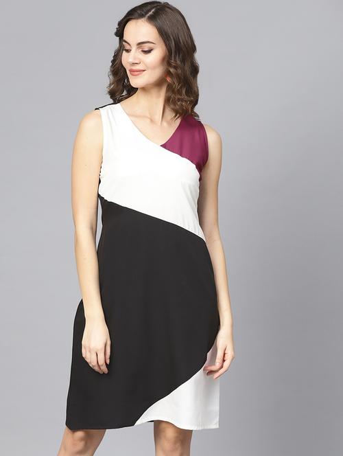 v neck color block sheath dress - 16739197 - Very Small Image - 1