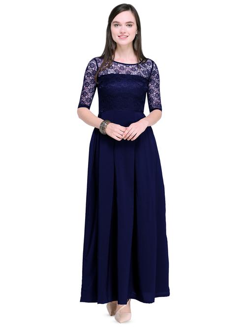 round neck floral lace maxi dress - 16739438 - Very Small Image - 1