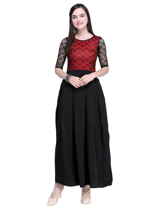 round neck floral lace maxi dress - 16739439 - Very Small Image - 1