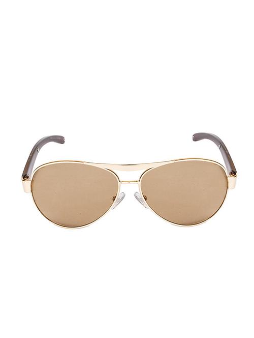 vespl premium collection uv protected golden aviator sunglasses with brown color high quality glass lens v-9401 - 16740707 - Very Small Image - 1