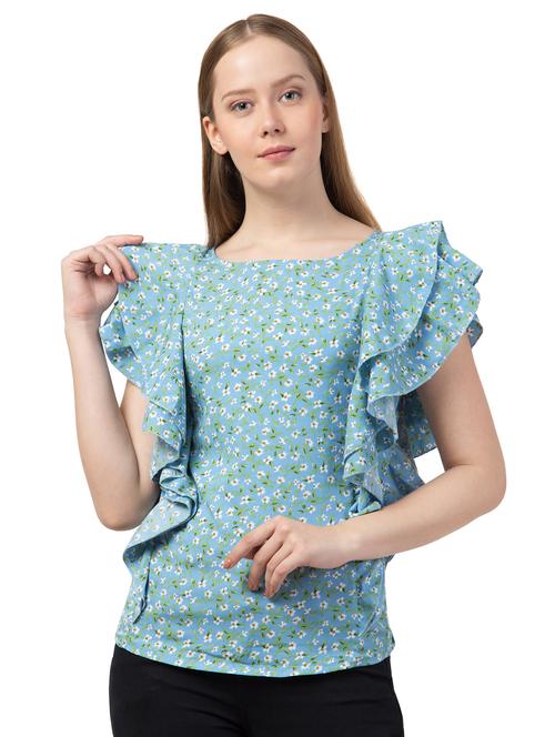 ruffle detail floral top - 16740753 - Very Small Image - 1