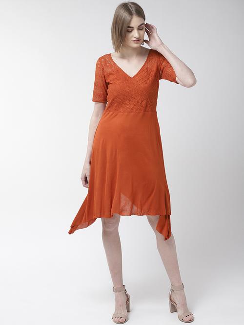 v-neck laced asymmetric dress - 16740789 - Very Small Image - 1