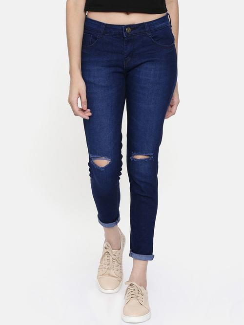turn up hem knee slit jeans - 16740938 - Very Small Image - 1