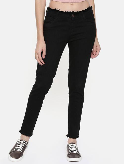 low rise frayed hem jeans - 16740946 - Very Small Image - 1