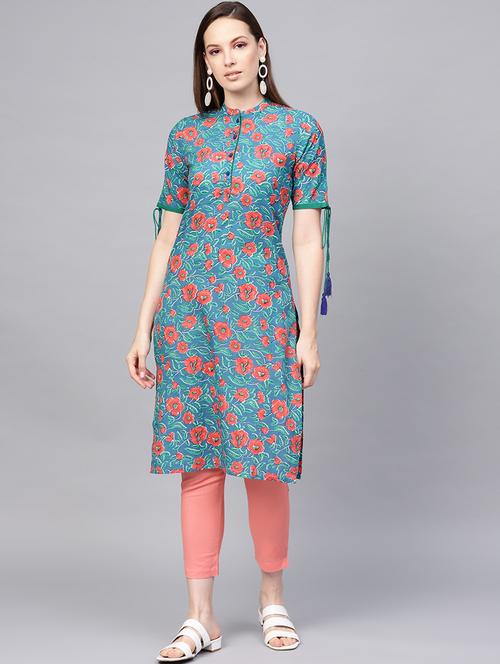 floral straight kurta - 16741100 - Very Small Image - 1