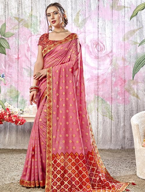 ethnic motif printed saree with blouse - 16741126 - Very Small Image - 1
