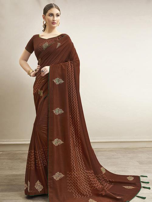 floral printed saree with blouse - 16741221 - Very Small Image - 1