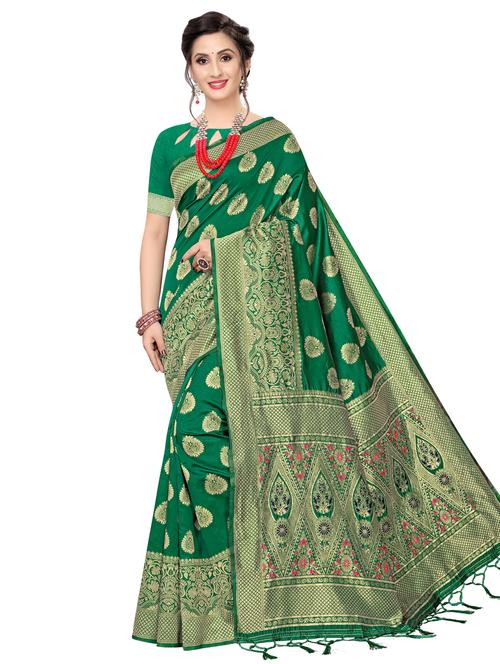 ethnic motif banarasi saree with blouse - 16741712 - Very Small Image - 1