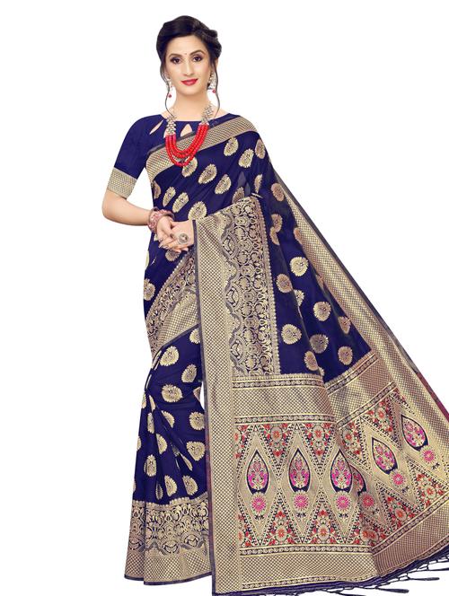 ethnic motif banarasi saree with blouse - 16741714 - Very Small Image - 1