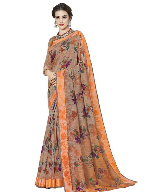 floral printed saree with blouse - 16741771 - Very Small Image - 1