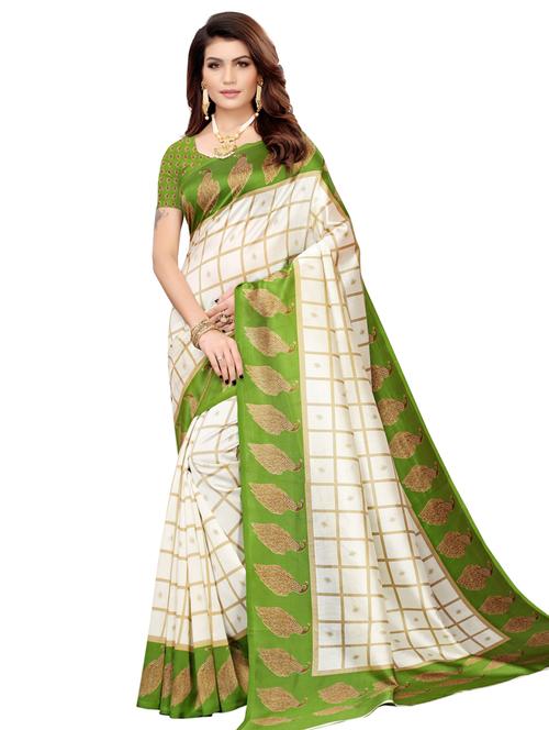 checkered printed saree with blouse - 16741800 - Very Small Image - 1